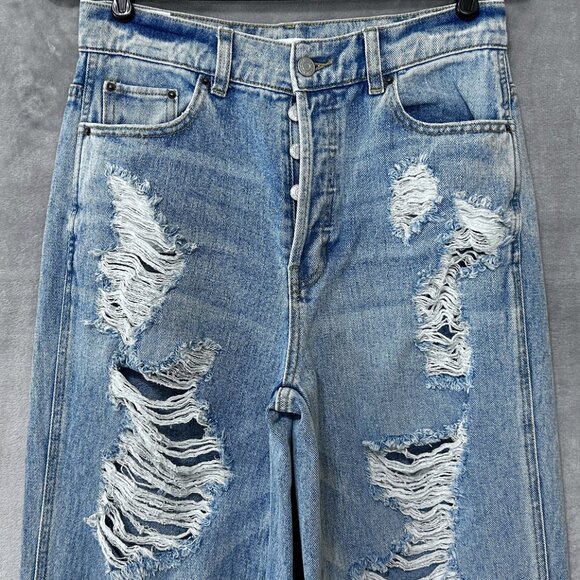 PacSun Button Fly Baggy Jean Light Wash Sz 28 Distressed - Picture 2 of 12